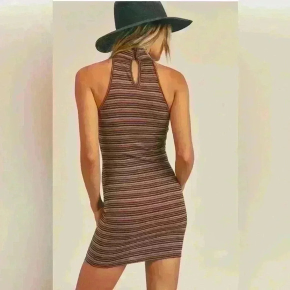 Sage The Label What U Gonna Do Striped Turtle Neck Mini Dress Size M - Picture 2 of 10